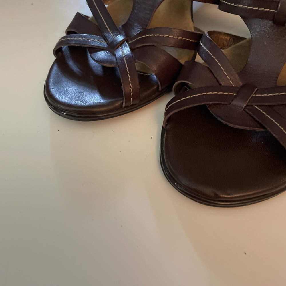 Naturalizer Brown Leather Wedge Giselle Sandals Sz 8M - Picture 5 of 6
